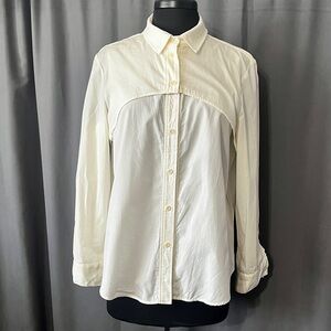 VETTA Convertible Button Down Shirt Cream—Size Large